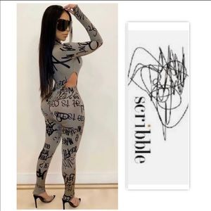 Scribble High Cut Bodysuit Set